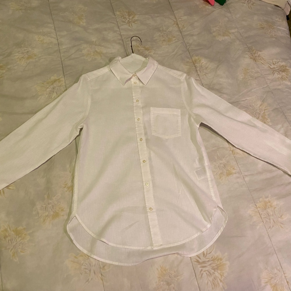 White Button-Up Shirt For Women XS
